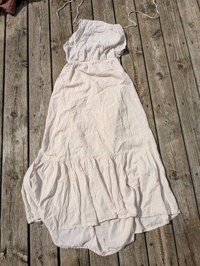 Cotton Ivory Backless Maxi Women's Dress